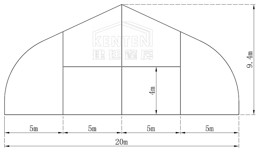 彎柱篷房-跨度20米